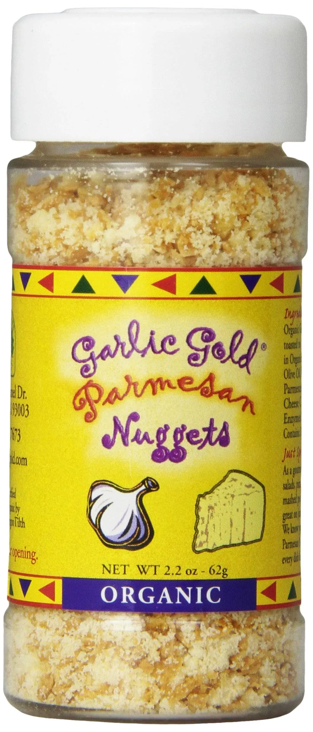 Garlic Gold Organic Nuggets, Roasted Garlic Seasoning bits with Parmesan Cheese, 2.2-Oz Shaker Jar