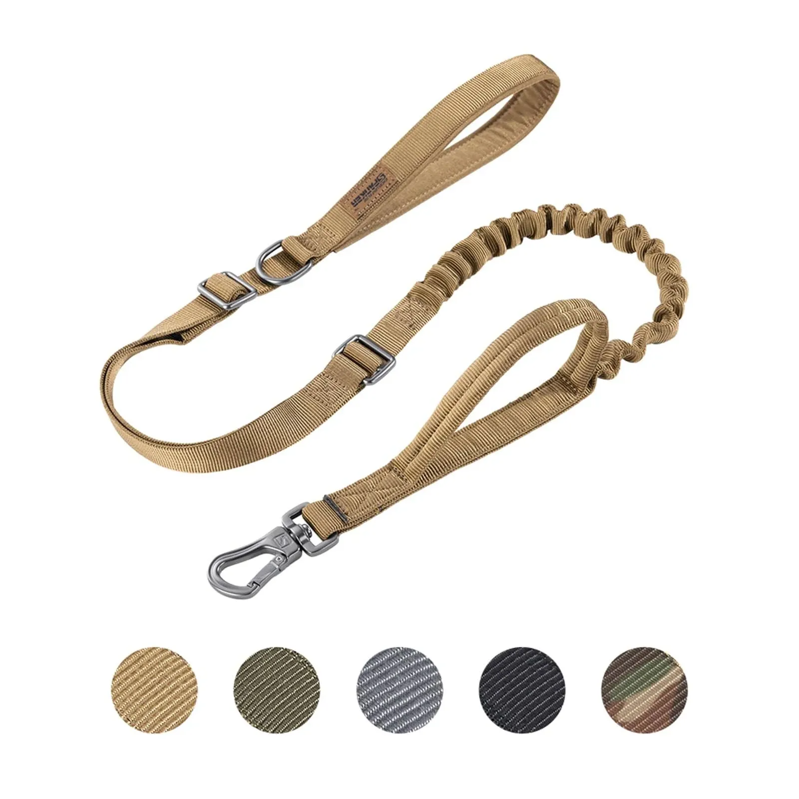 EXCELLENT ELITE SPANKER Tactical Dog Leash Adjustable K9 Military Bungee Dog Leash Elastic Leads Rope with 2 Control Handle