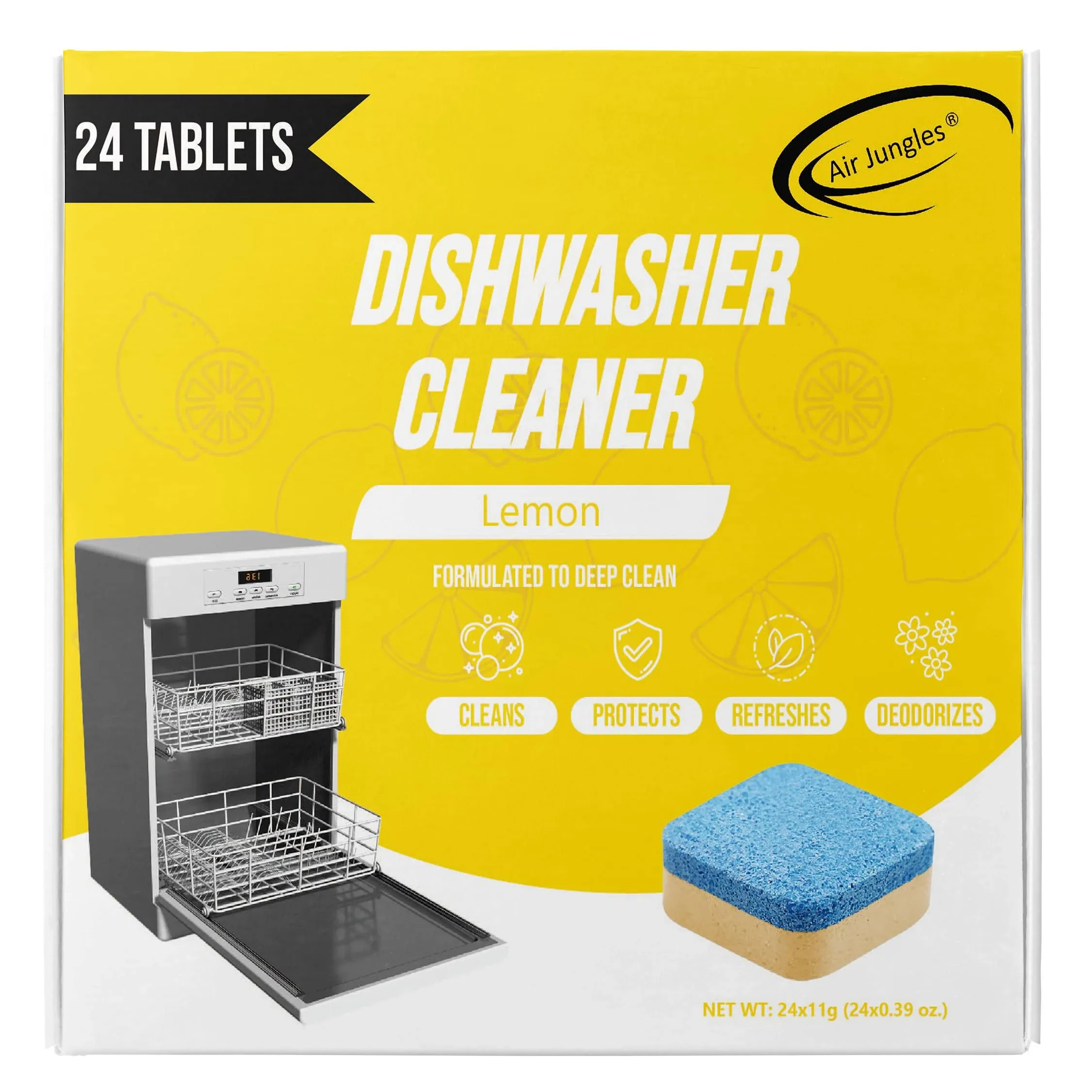 Air Jungles Dishwasher Cleaner Tablets 24 Count, Fragrance Free, Deep Cleaning ...