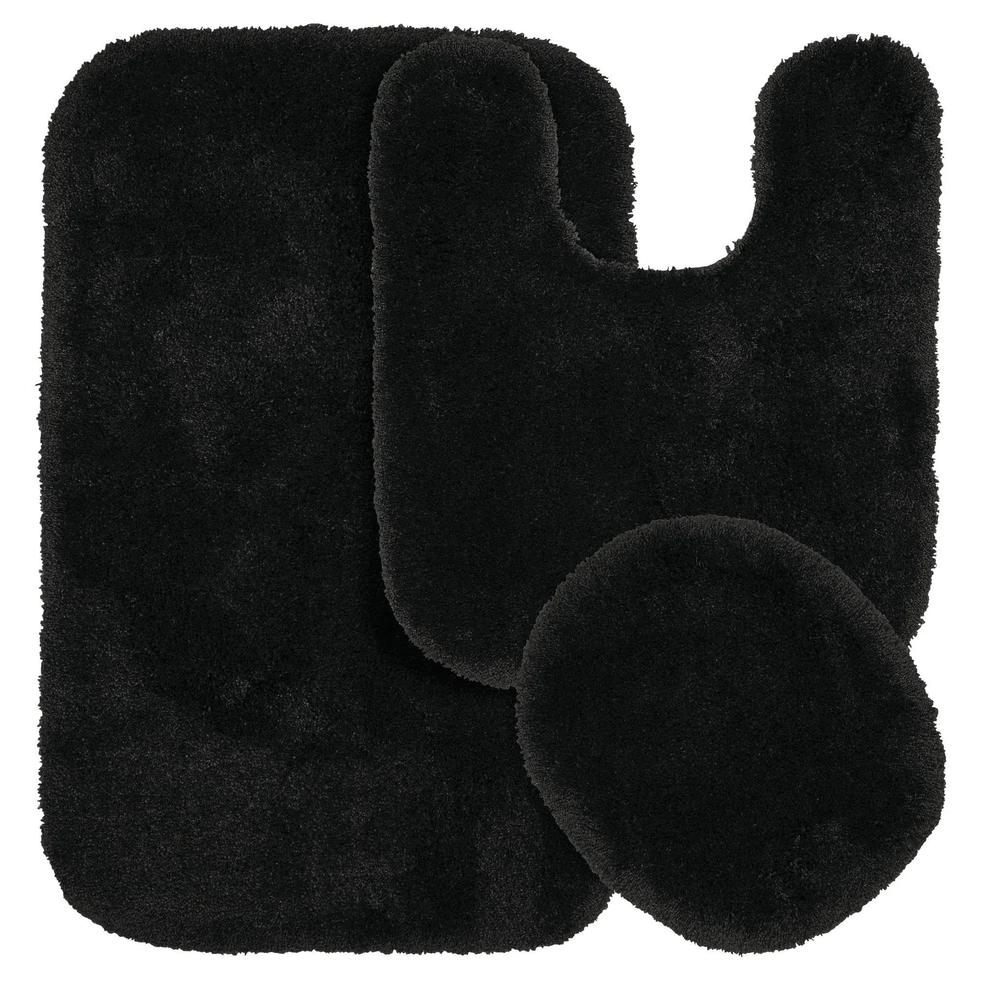 Garland Rug 3-Piece Finest Luxury Ultra Plush Washable Nylon Bathroom Rug Set, Black