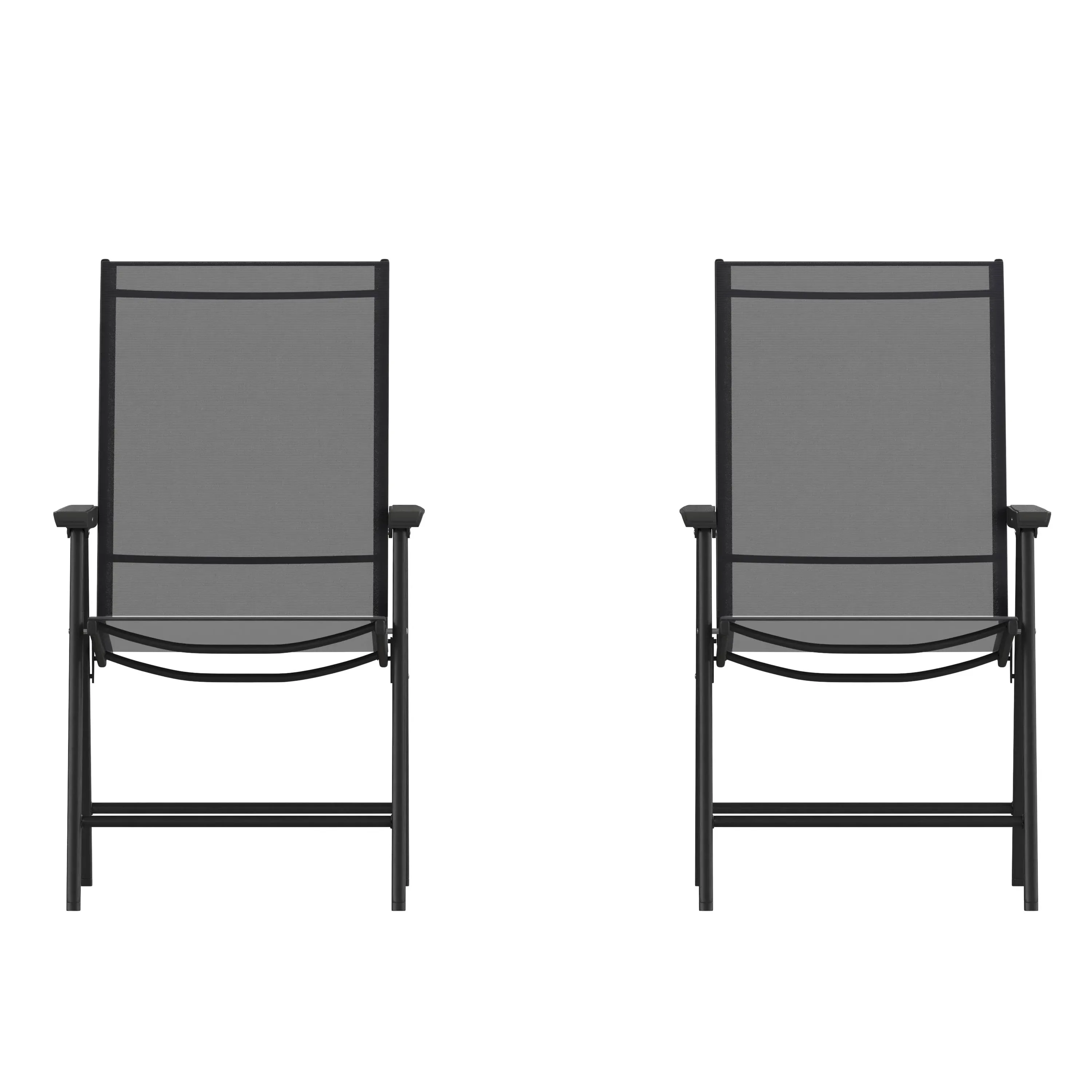 Black Outdoor Folding Patio Sling Chair (2 Pack)