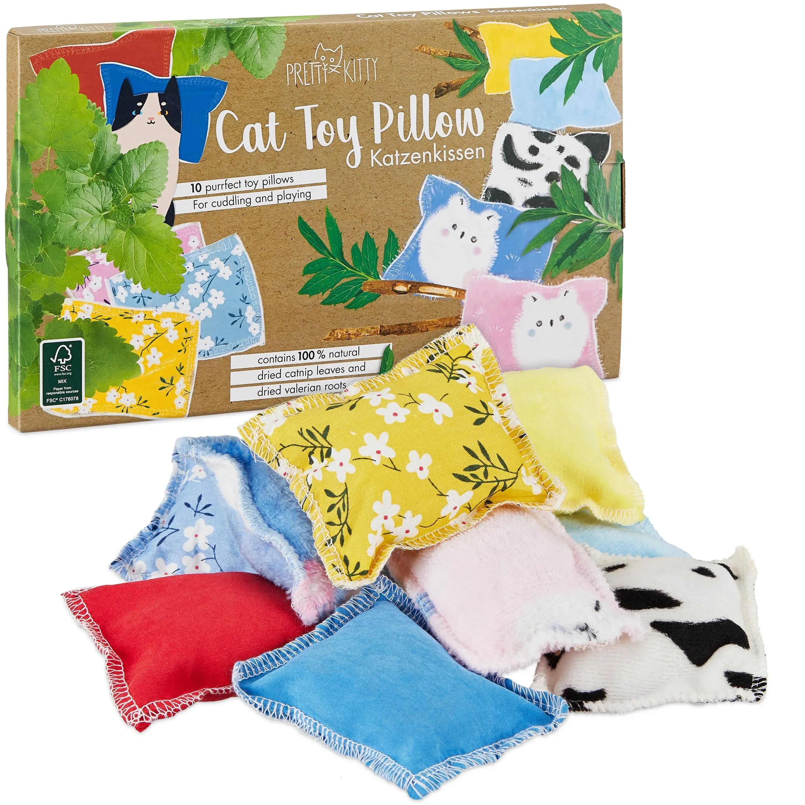 Pretty Kitty Cat Pillow for Cats - Set of 10