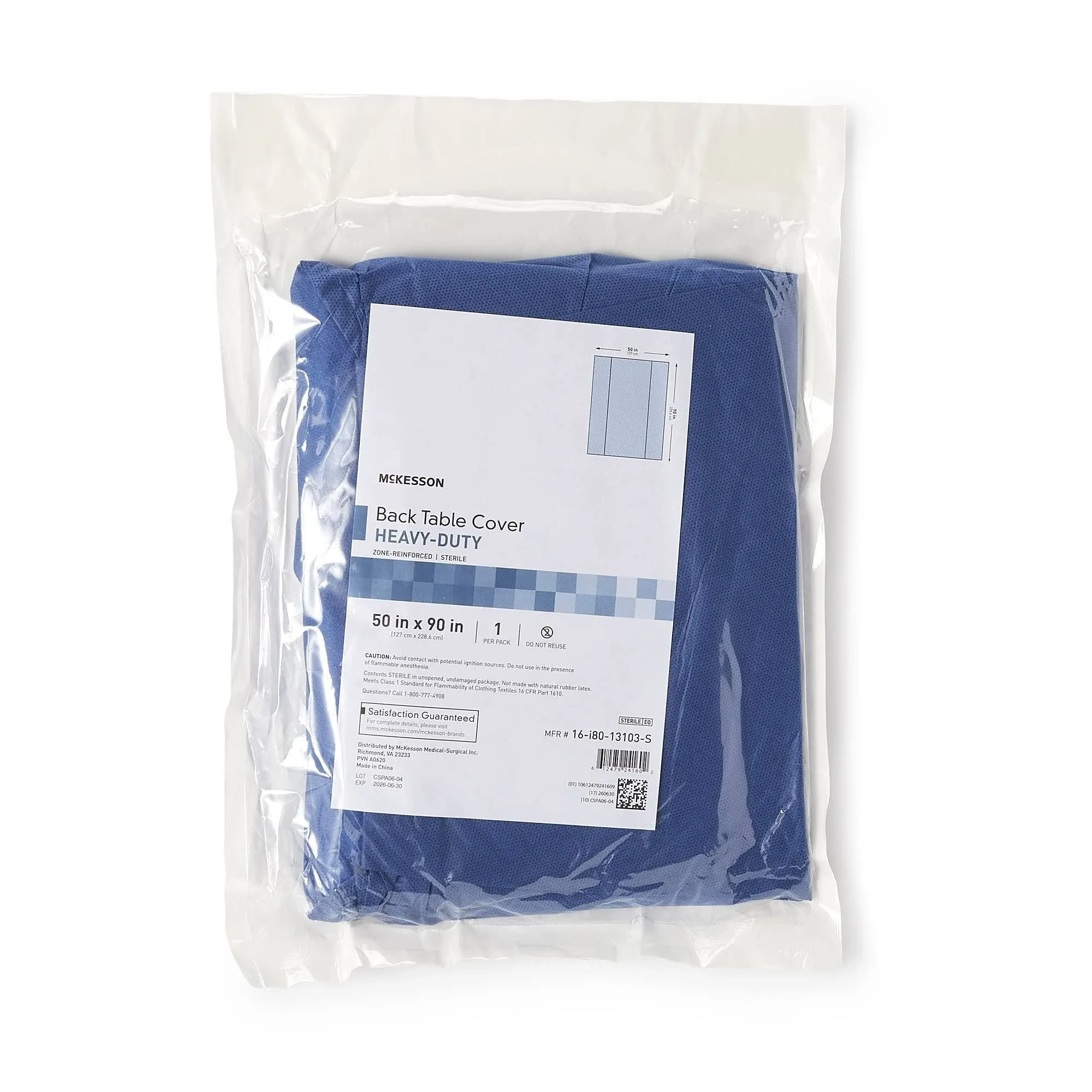 McKesson Exam Table Drape Sheet, Tear-Resistant Heavy Duty Zone Reinforced Table Cover - Sterile, Blue 50 in x 90 in, 1 Count