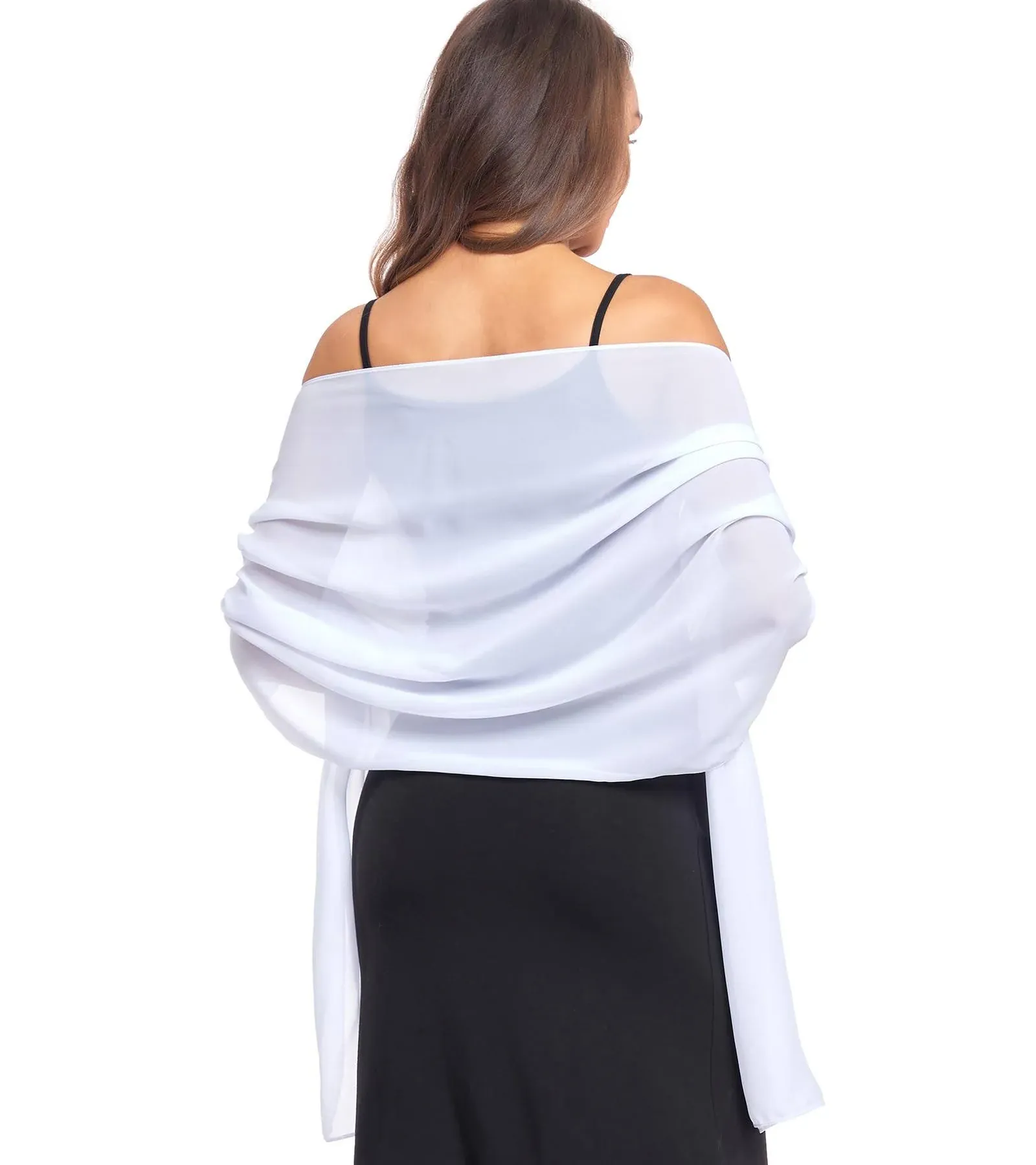 olyrjie Soft Chiffon Scarve Shawls Wraps for Dresses Women Accessories Whiteo...