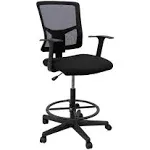 Stand Up Desk Store Sit to Stand Drafting Task Stool Chair for Standing Desks with Adjustable Footrest and Armrests (Black)