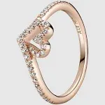 Pandora Timeless Sparkling Heart Wishbone Ring 169302C01 taille 19