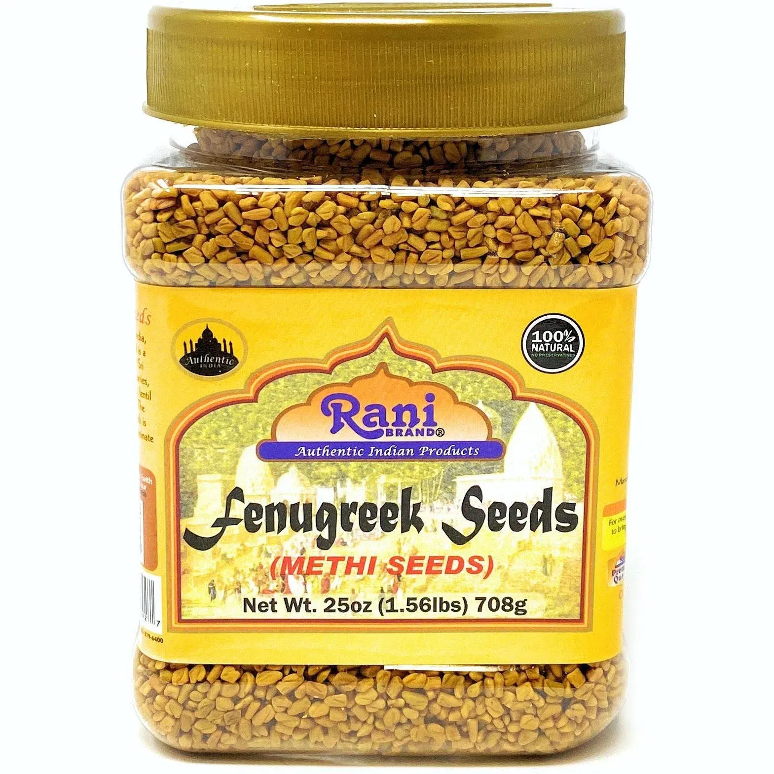 Rani Fenugreek (Methi) Seeds Whole 25oz (1.56lbs) 708g PET Jar, Trigonella foenum graecum ~ All Natural | Vegan | Gluten Friendly | Non-GMO | Kosher | Indian Origin, used in cooking & Ayurvedic spice