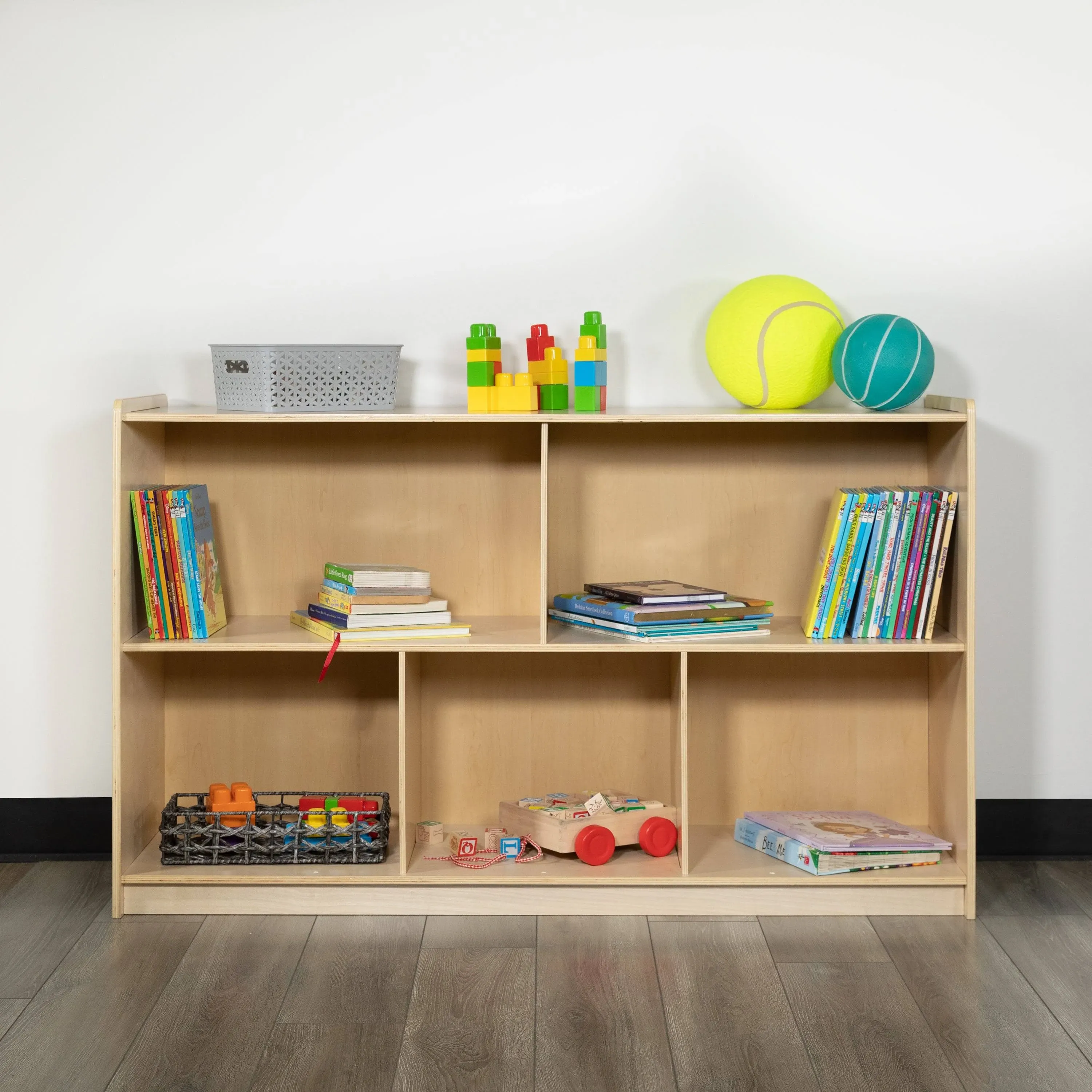 Flash Furniture Wooden 5 Section School Coat Locker with Bench, Cubbies, and