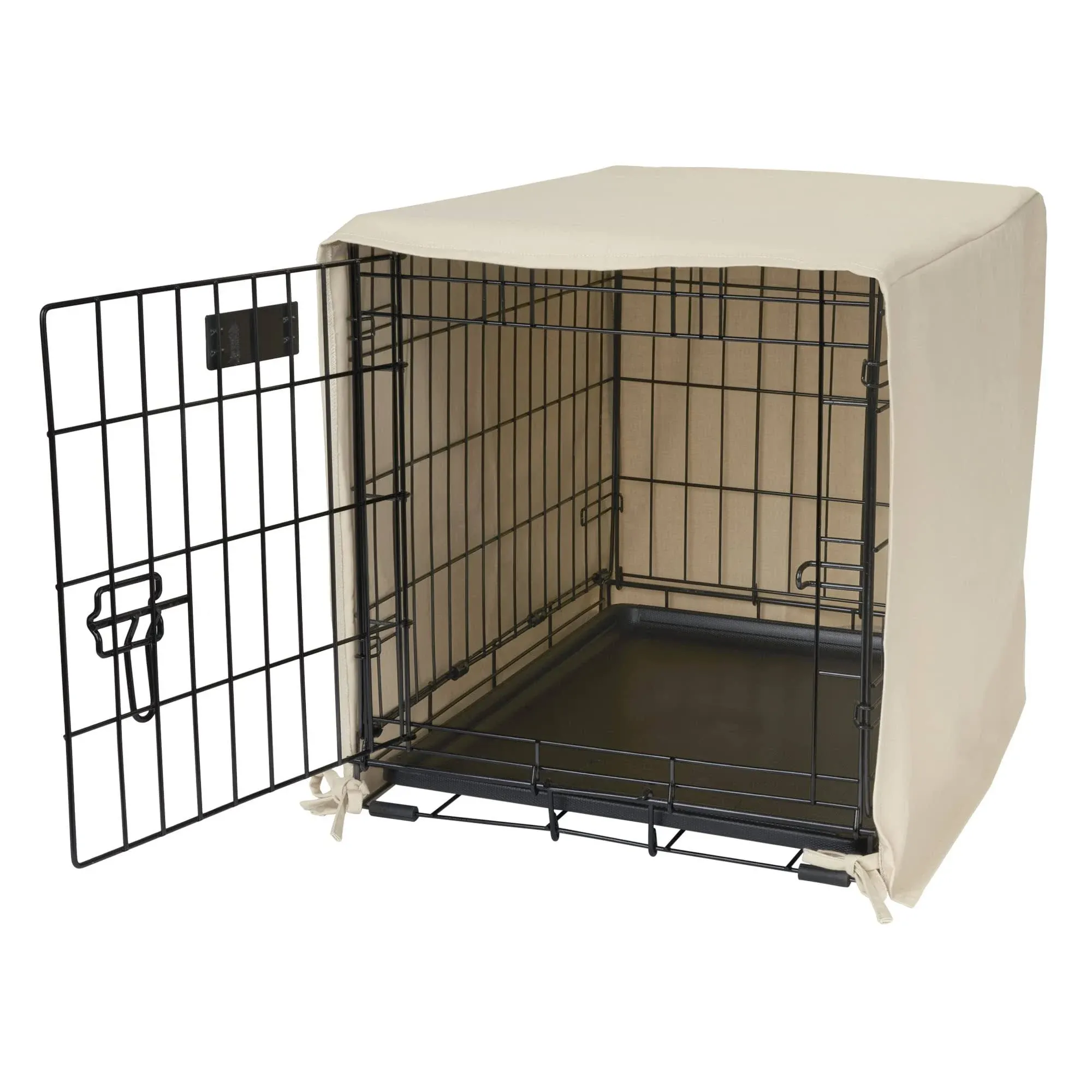 Pet Dreams Open Front Dog Crate Cover, Khaki Tan, Large