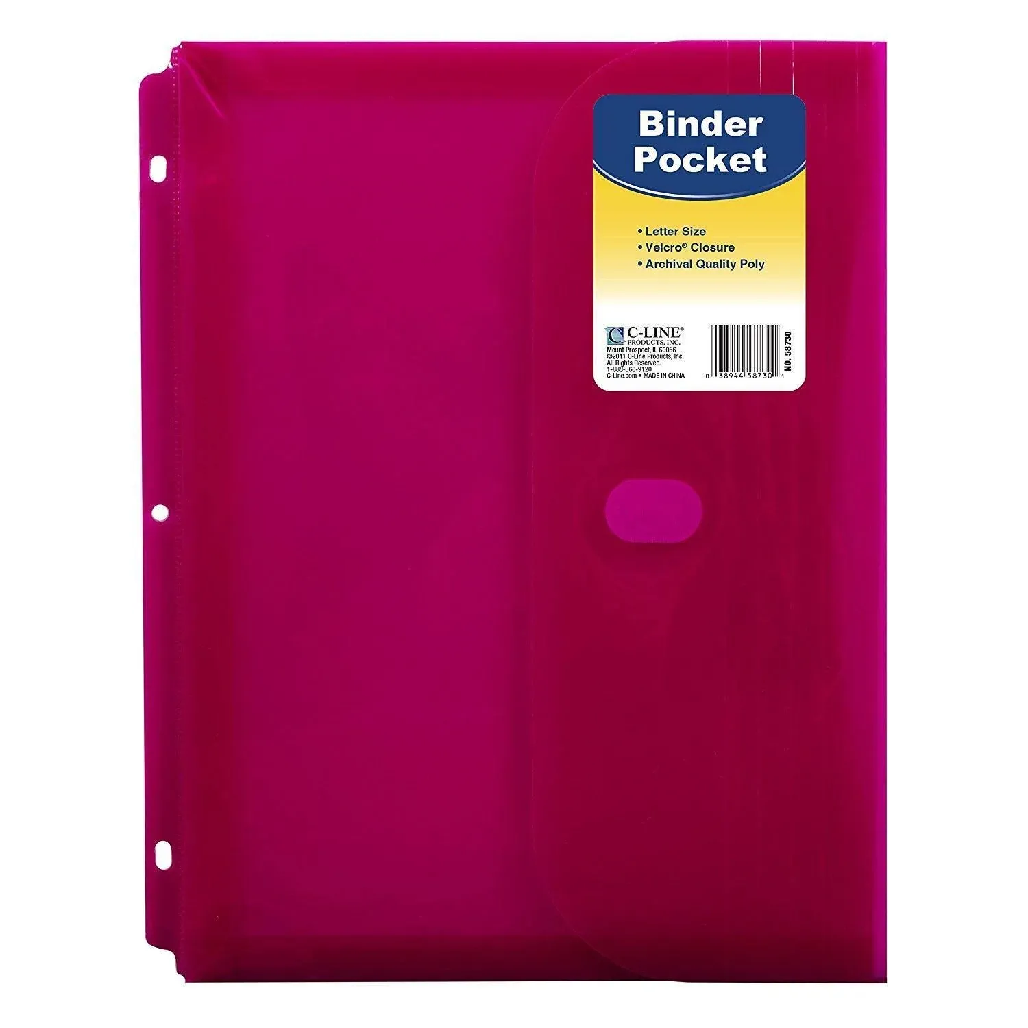 C-Line Super Heavyweight Poly Binder Pocket with Hook &amp; Loop Closure Side Loa...