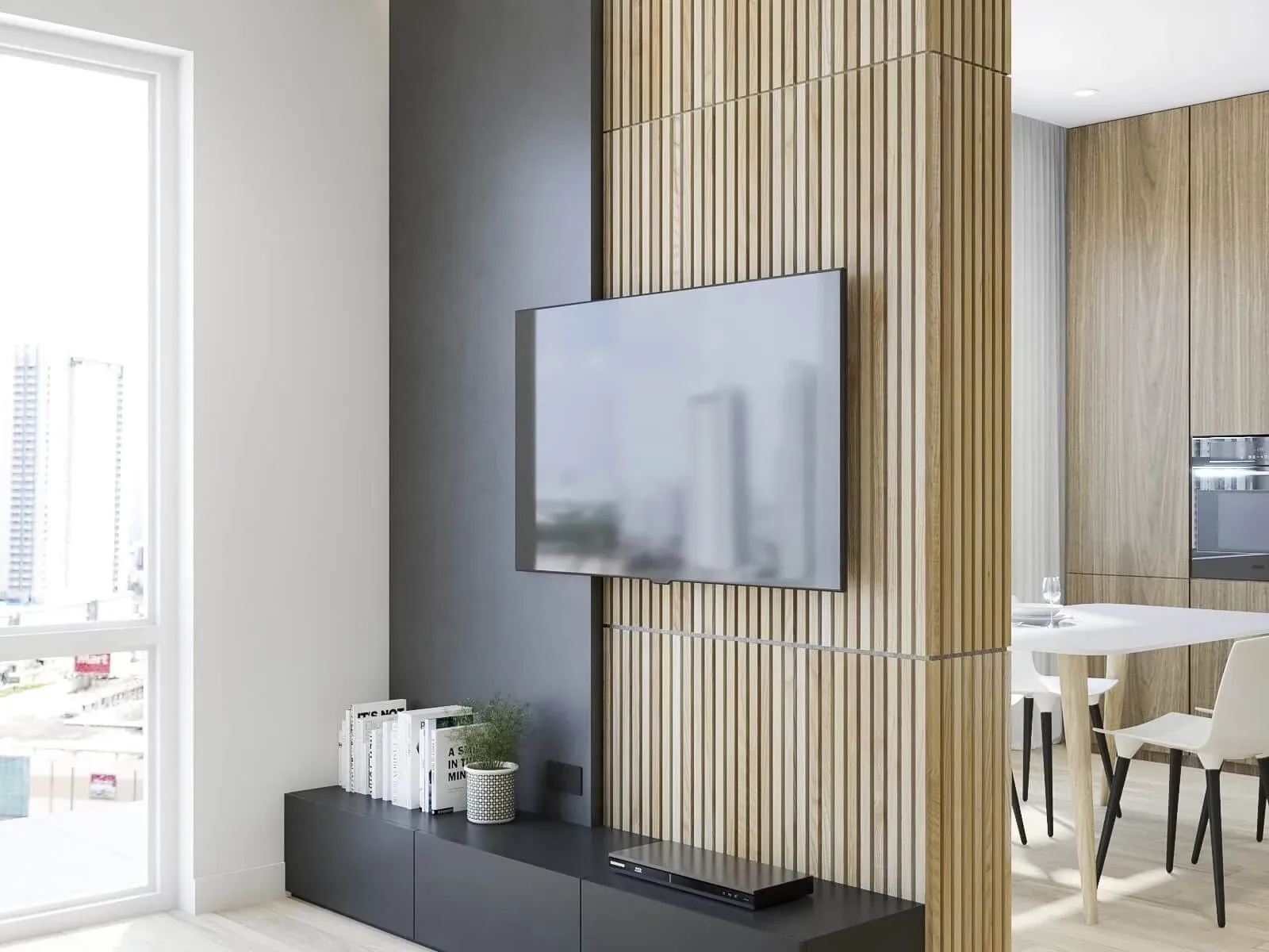 Solid Wood Slat Wall Panels | Set of 2 Wood Panels  - White Ash w/ Grey Felt - Contemporary - Wall Panels - by Woody Walls | Houzz