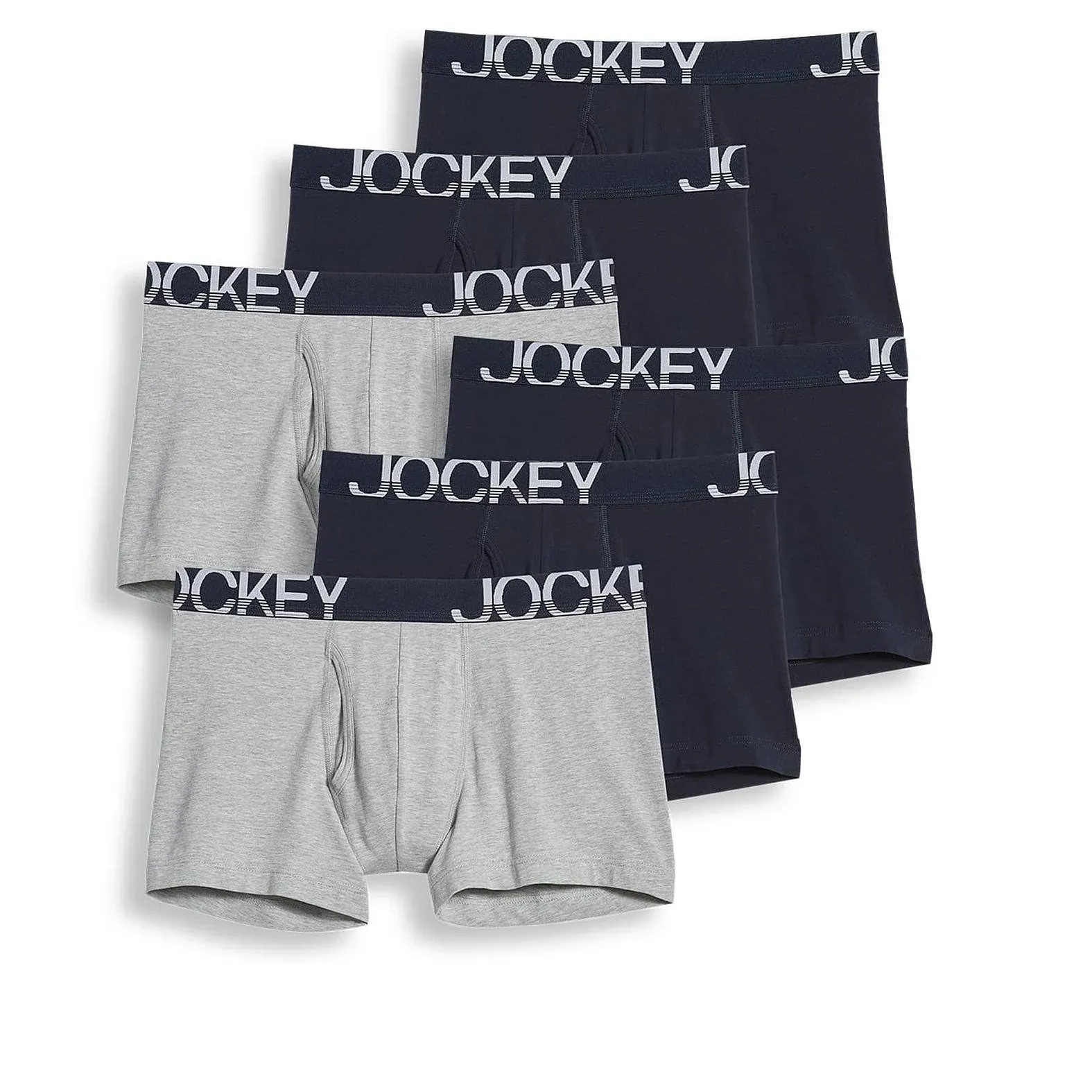 Jockey ActiveStretch 4" Boxer Brief - 6 Pack in True Navy/Grey Heather/True Navy ...