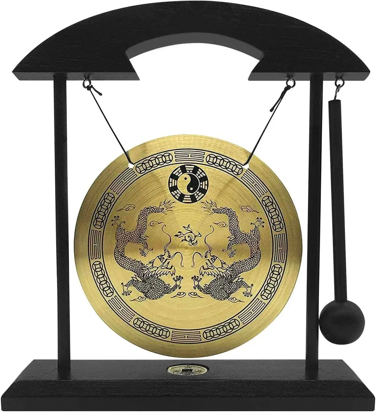 Zen Brass Feng Shui Decor Gong for Home Office Table Decor Japanese Decor Collectible Figurines