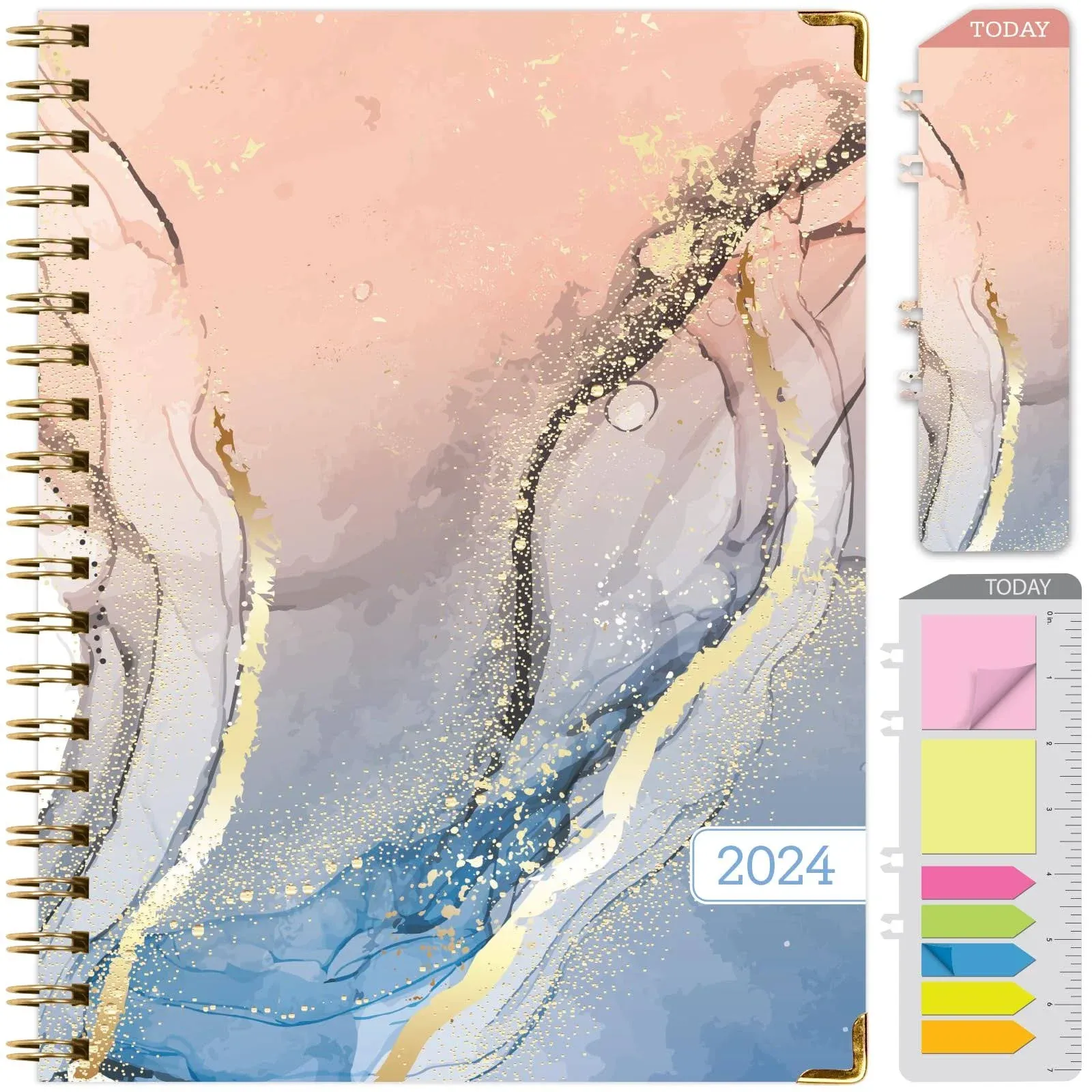 Hardcover Cy 2024 Fashion Planner - 8.5 inchx11 inch (Colorful Marble), Size ...