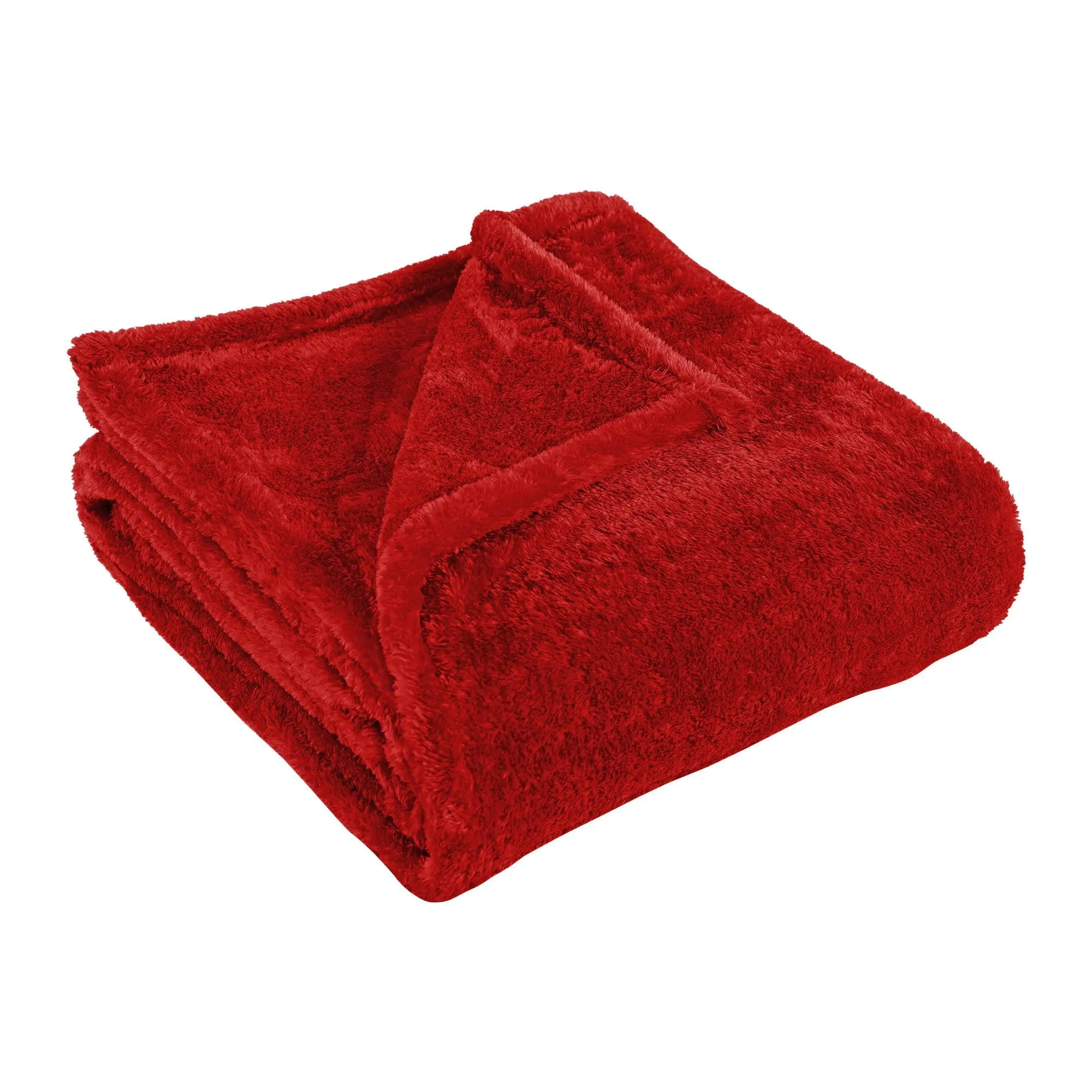 Superior Classic Solid Fleece Blanket, Thick, Cozy, Warm Blankets, Velvety Soft Plush Bedding and Sofa Throw, Cute Bedroom Decor, Fuzzy Cover, Medium Weight Comfort Essentials, Throw, Red