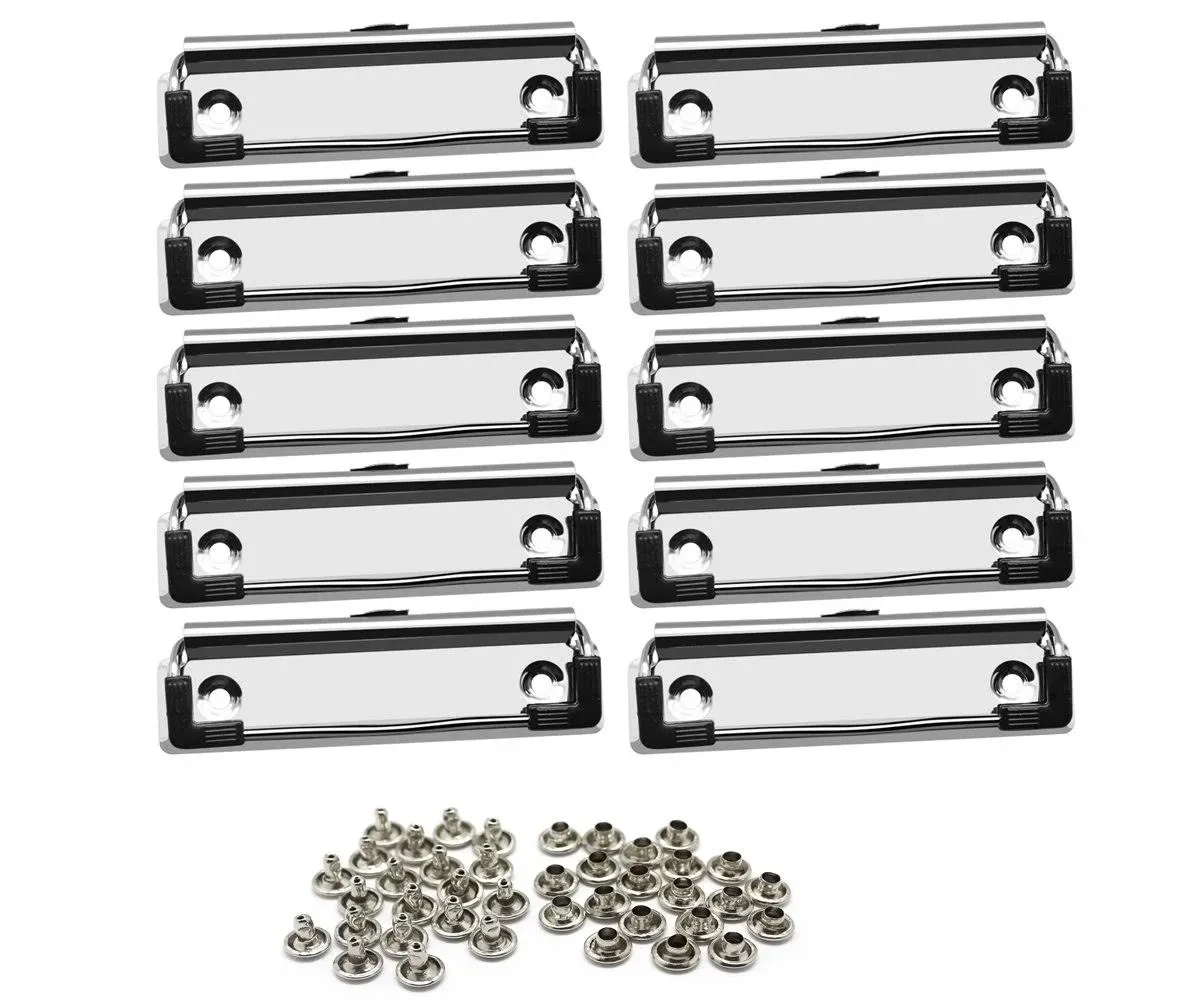 Meetory 10 Pack Mountable Clipboard Clips,Spring Loaded Surface Mount Handle with Rubber Grip and Hanging Hole