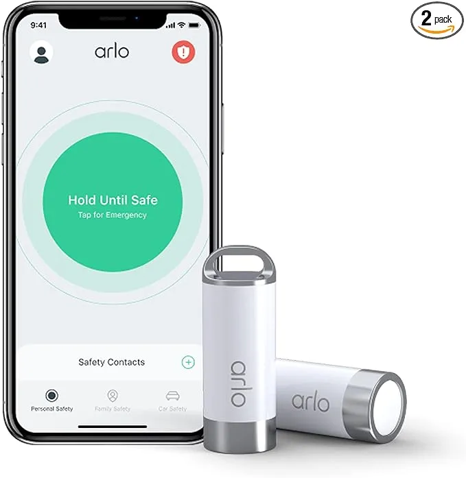 Arlo Safe Family Bundle - 1-Year Safe Family Plan & 2 Safe Button Accessories - Safety Keychain for Women, Elderly Assistance Products, College Essentials, Tracking Device for Kids, Personal Safety