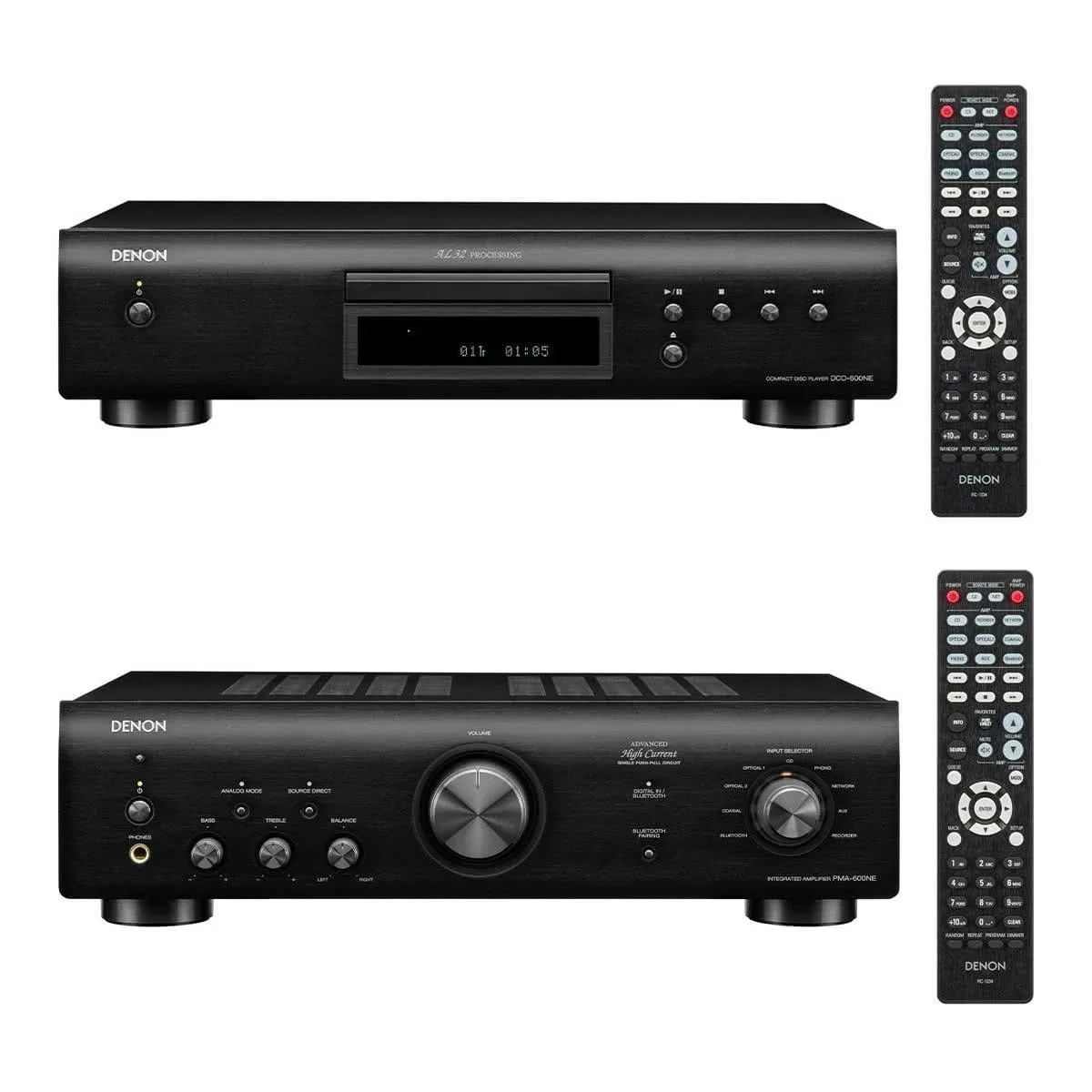 Denon DCD-600NE CD Player with PMA-600NE 2 Channel 70W Integrated Amplifier with Bluetooth