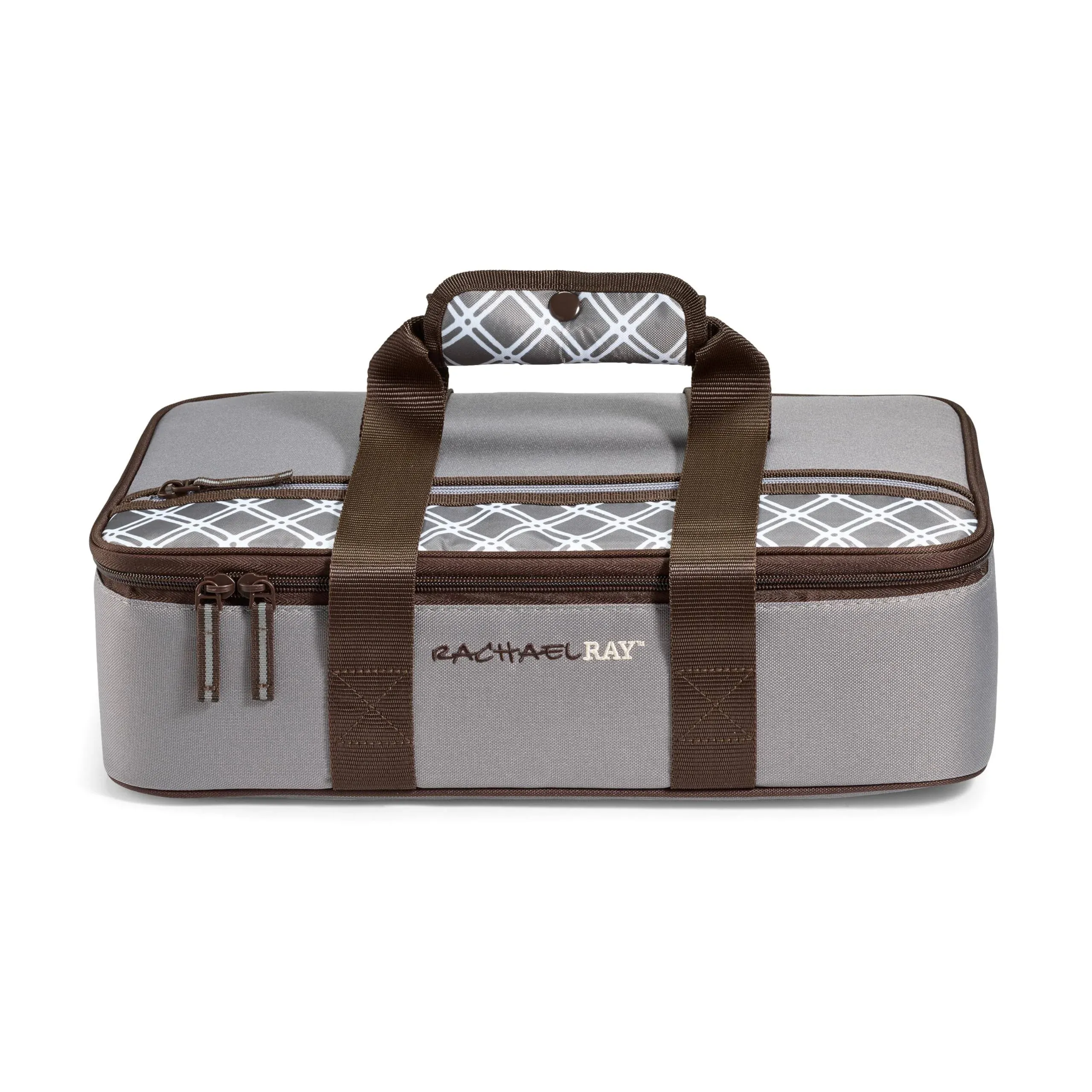 Rachael Ray Lasagna Lugger, Thermal Insulated Casserole Carrier for Hot or Cold Food, Lugger Tote for Pockluck, Parties, Picnic, and Cookouts, Fits 9" x 13" Baking Dish, Sea Salt Grey