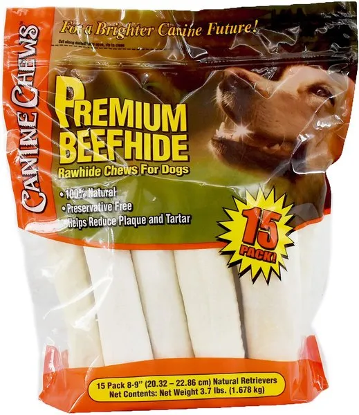 Canine Chews Premium All-Natural Beef Hide Canine Retrievers - 15 pk. - 3.7 lb.