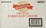 Supremo Italiano Natural Grated Parmesan Cheese, Restaurant Quality, No Refrigeration Needed, Sealed and Great for Pizza, 200 Packets