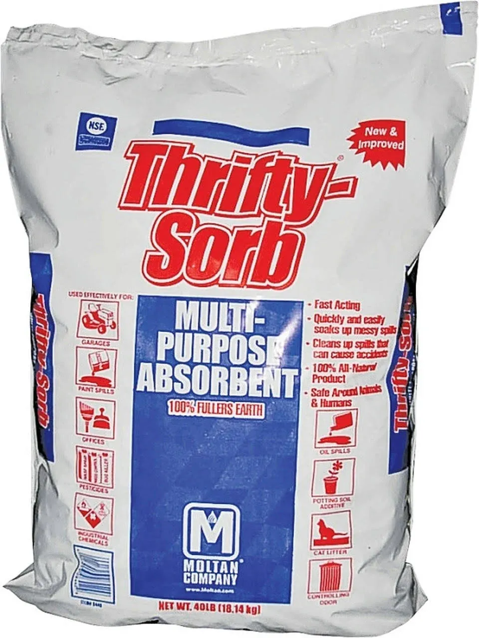 Ep Minerals 3149952 40 lbs Bag Solid Thriftysorb Multi-Purpose Premium Oil Absorbent - Tan & Gray