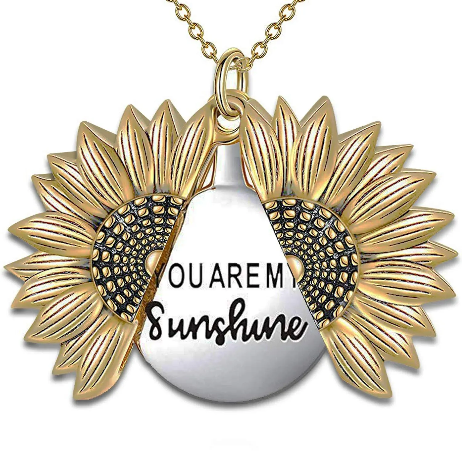 MyLittleSunflower - You are My Sunshine Sunflower Necklace Secret Message Pendant ...