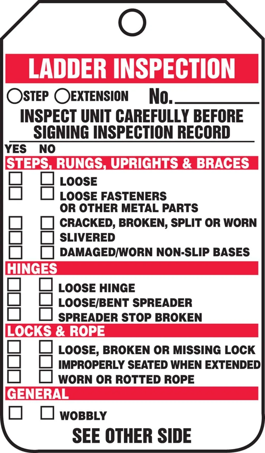 Inspection Tag, 5-3/4 x 3-1/4, PK25