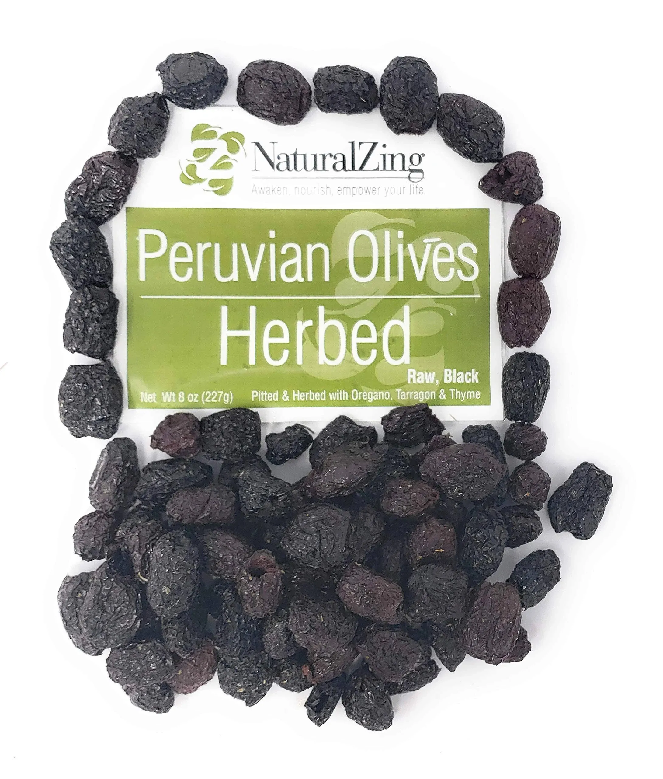 Peruvian Black Dried Olives, Herbed, Pitted (Raw, Organic) 8 oz