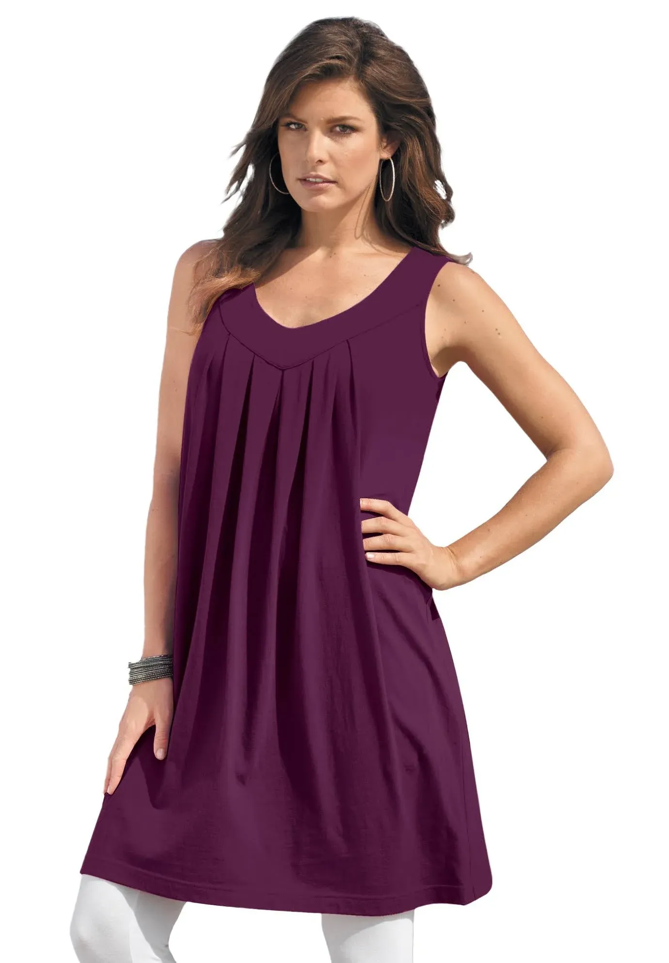 Roaman's Women's Plus Size Swing Ultimate Tunic Tank - 5X, Dark Berry