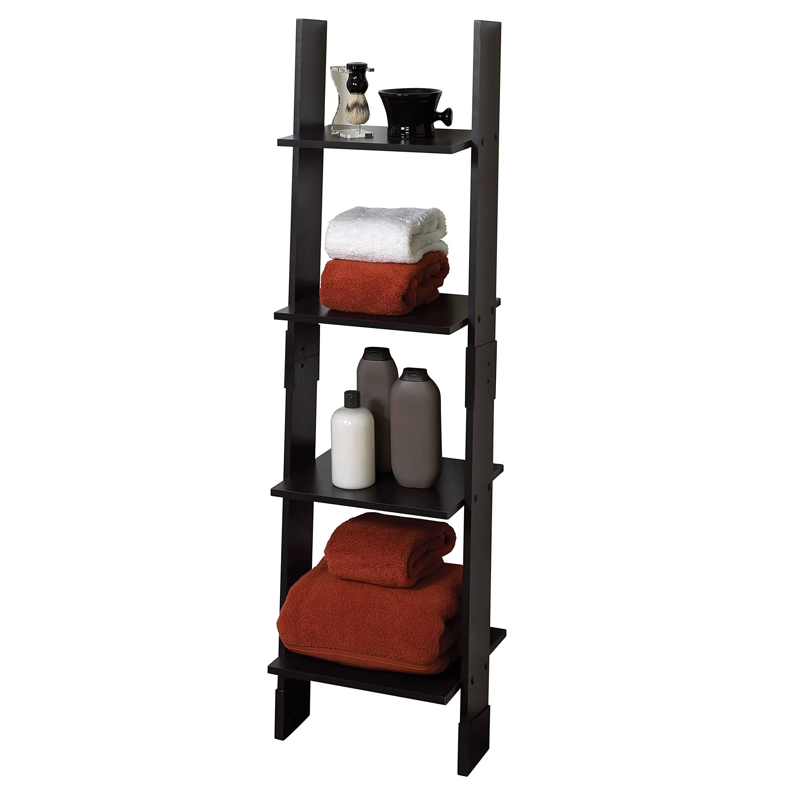 Zenna Home Ladder Style Bathroom Linen Tower, Espresso