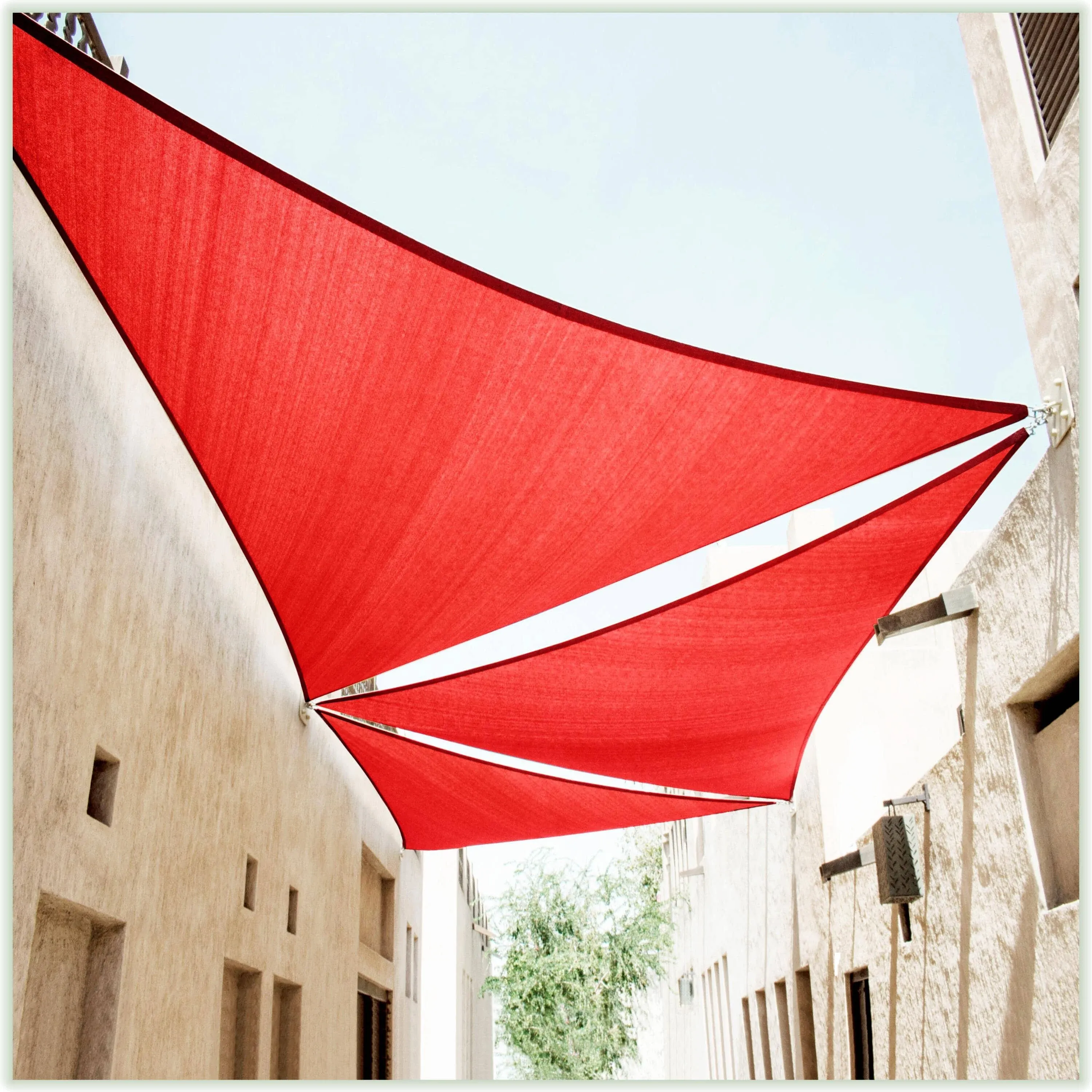 ColourTree 22' x 22' x 22' Red Sun Shade Sail Triangle Canopy Fabric Cloth Screen ...