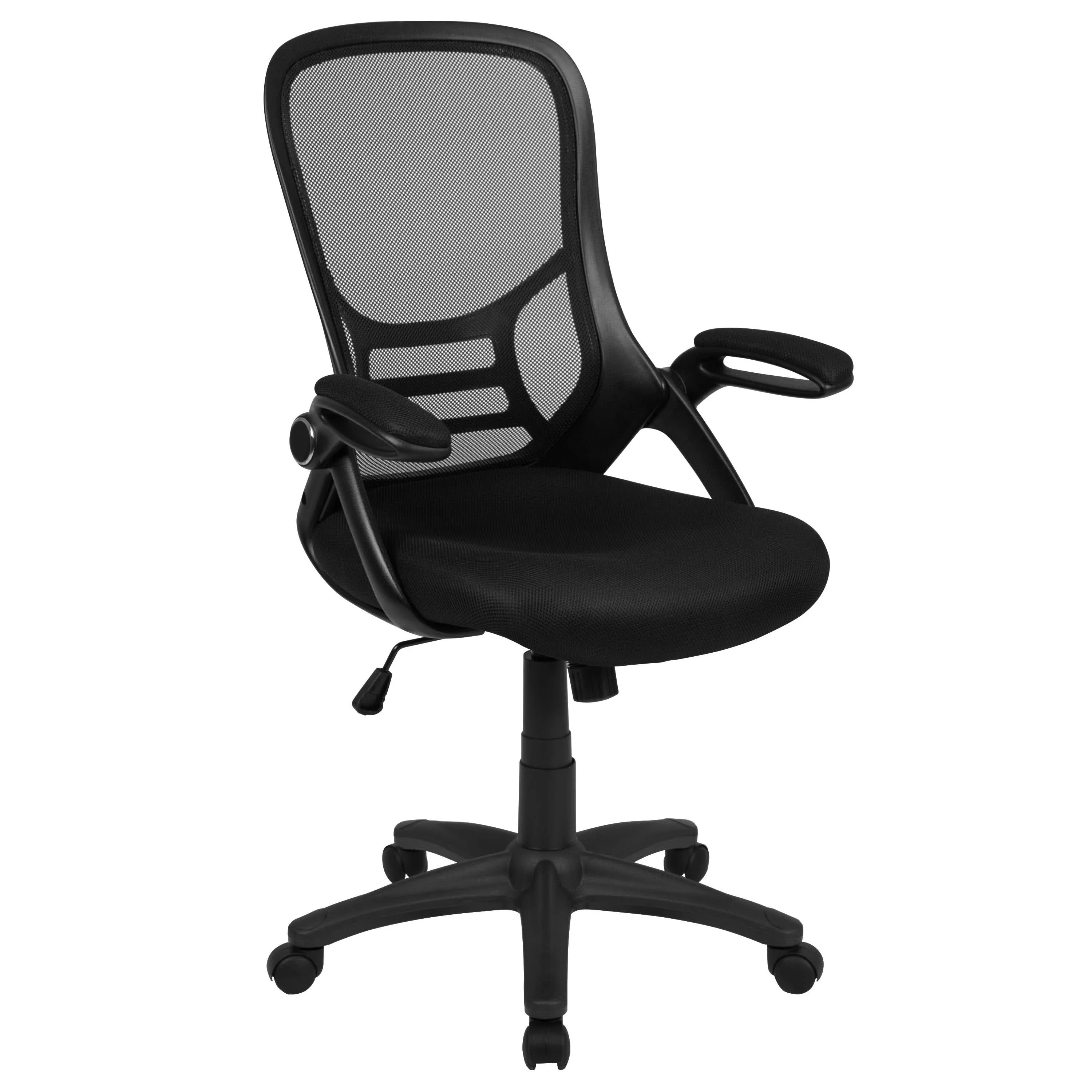 Black High Back Mesh Ergonomic Swivel Office Chair with Flip Up Arms