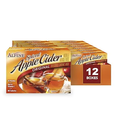 Alpine Original Spiced Apple Cider Instant Drink Mix, Rich in Vitamin C and Low Calorie, 0.74 Oz Pouch (Pack of 120)