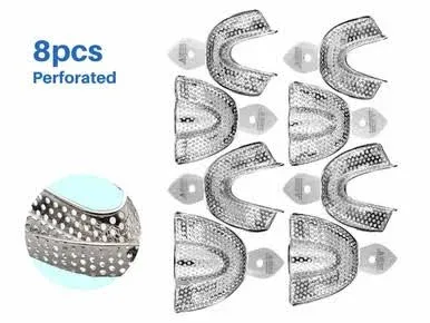 Dental Impression Trays 8 Small Medium Large and Extra Large Pairs Stainless