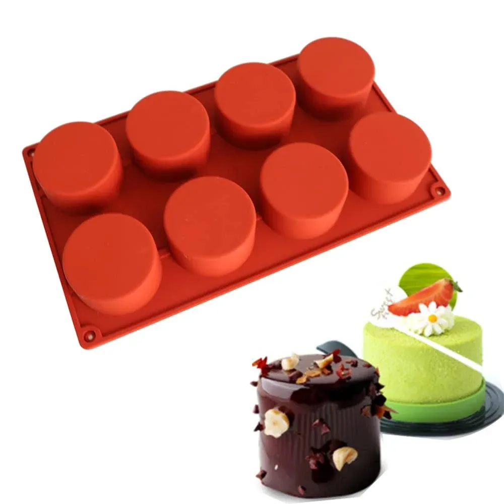 Silicone 11/8/6 Cavity Cylinder Shape Cake Mold For Baking Dessert Ice-Creams...