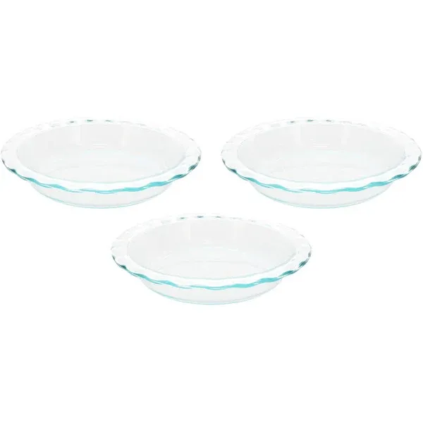 Pyrex Clear Fluted Rim Glass Pie Plate 9.5 x 1.6 in 24-CM (3-Pack)