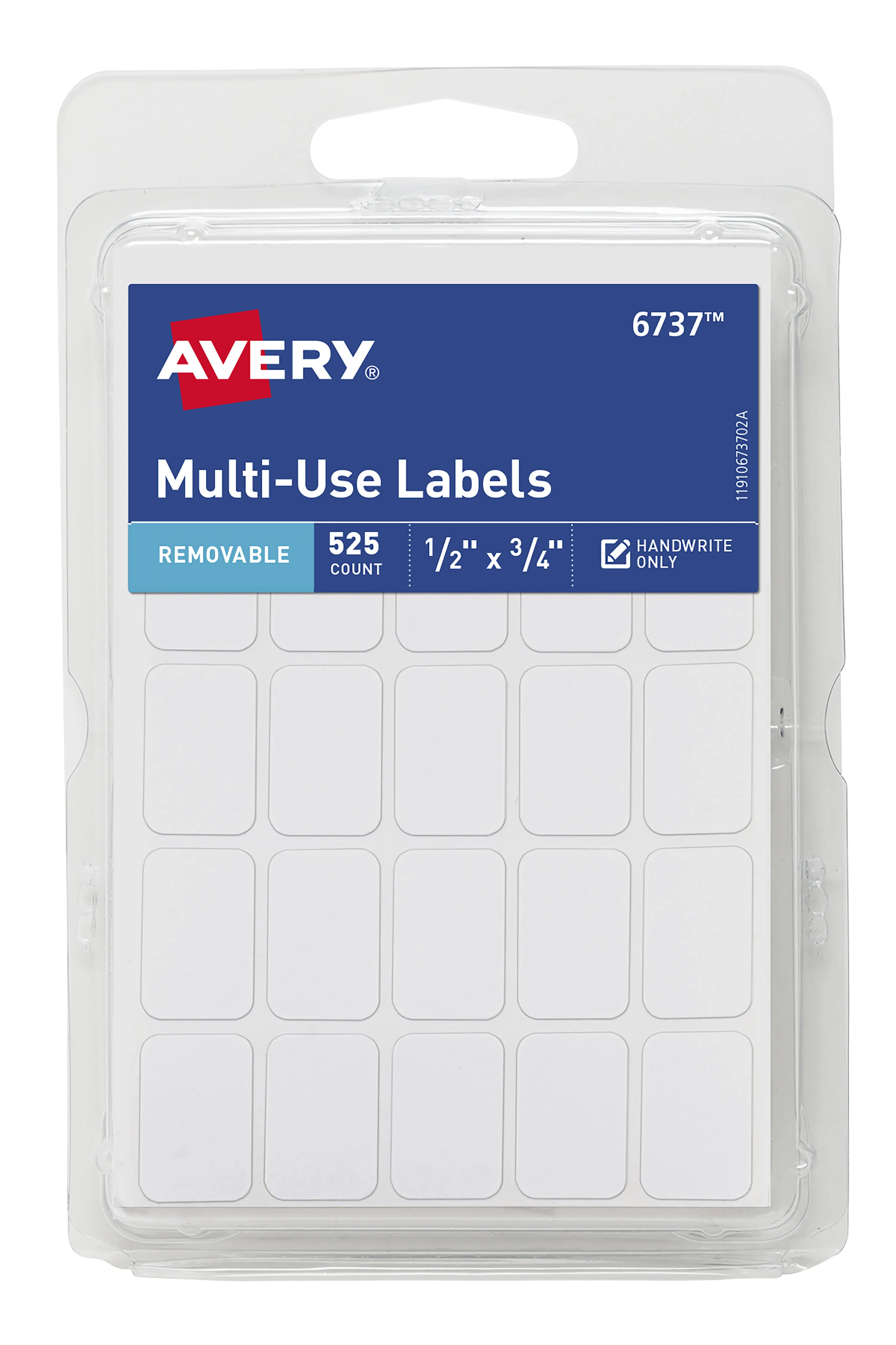 Avery - 6107 - 1/2 in. H x 3/4 in. W White Labels 525/Pack