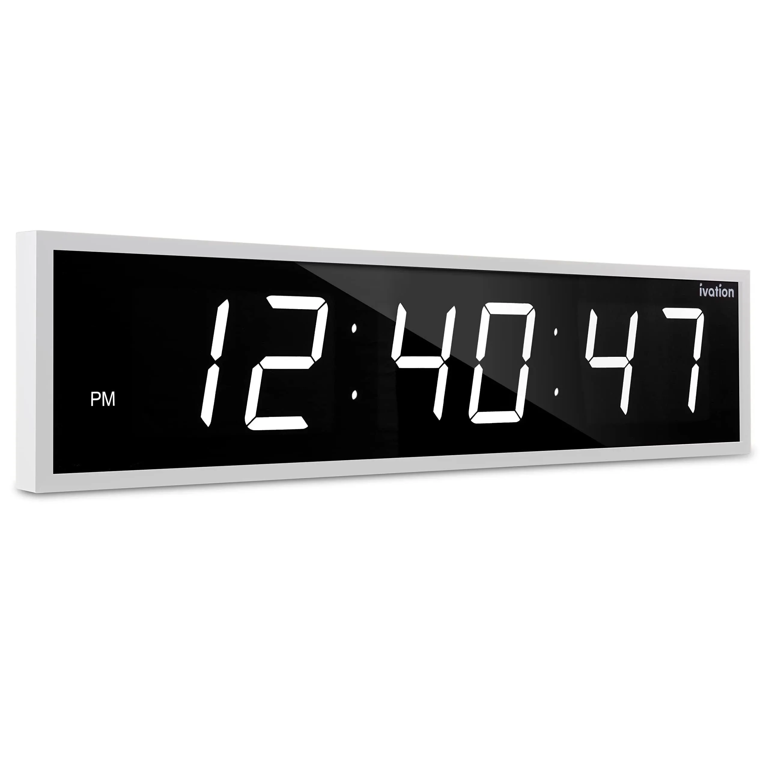 Ivation Large Digital Wall Clock, 24-Inch Big LED Display - White