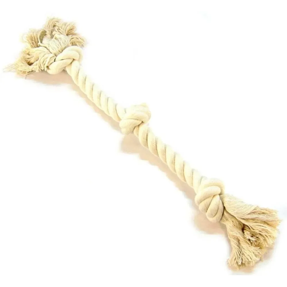 Mammoth Pet White Flossy Chews Cotton 3 Knot Rope Tug Dog Toy 20 inch/Medium