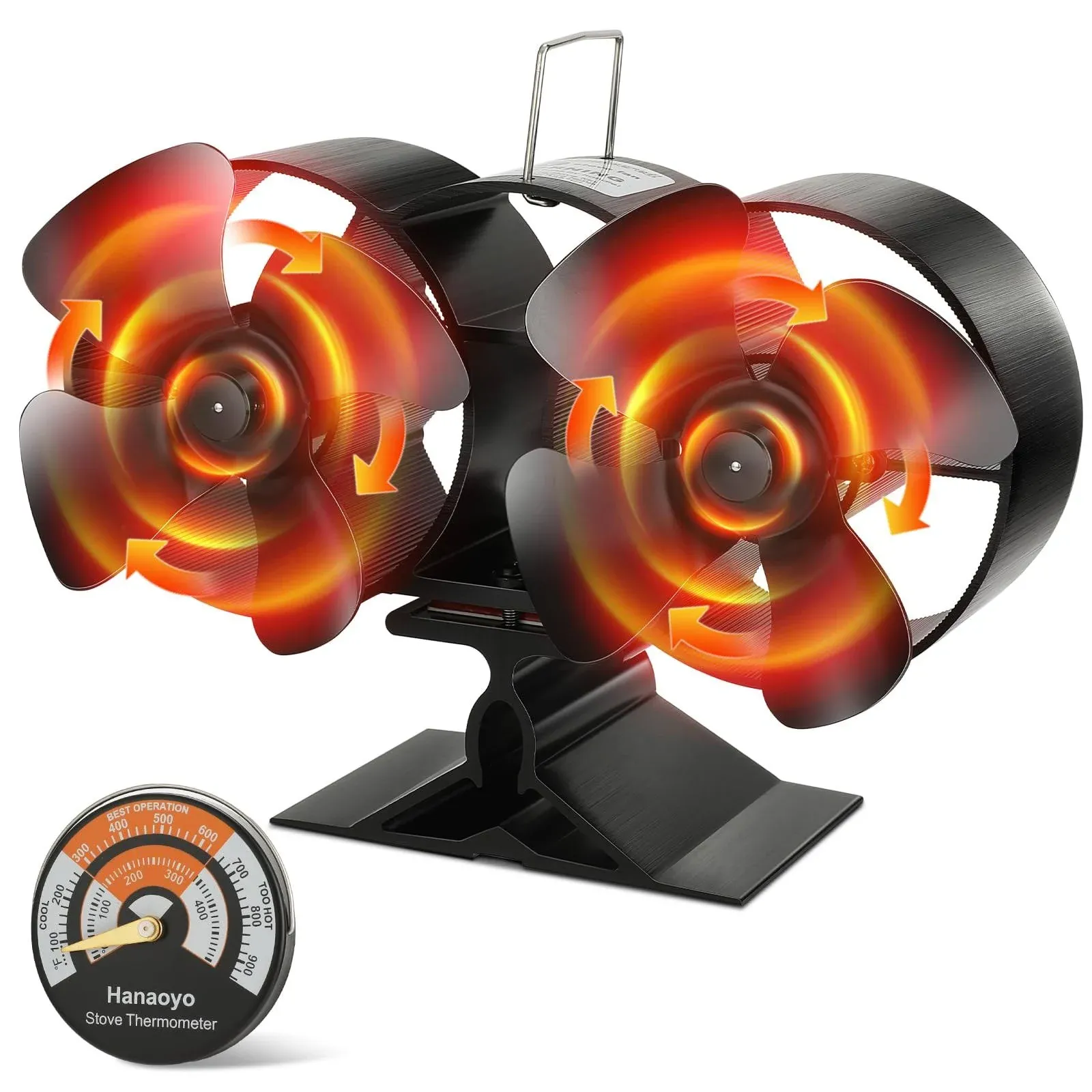 Hanaoyo Wood Stove Fan with Double Motors, Stove Fan Heat Powered, Fireplace Fan ...