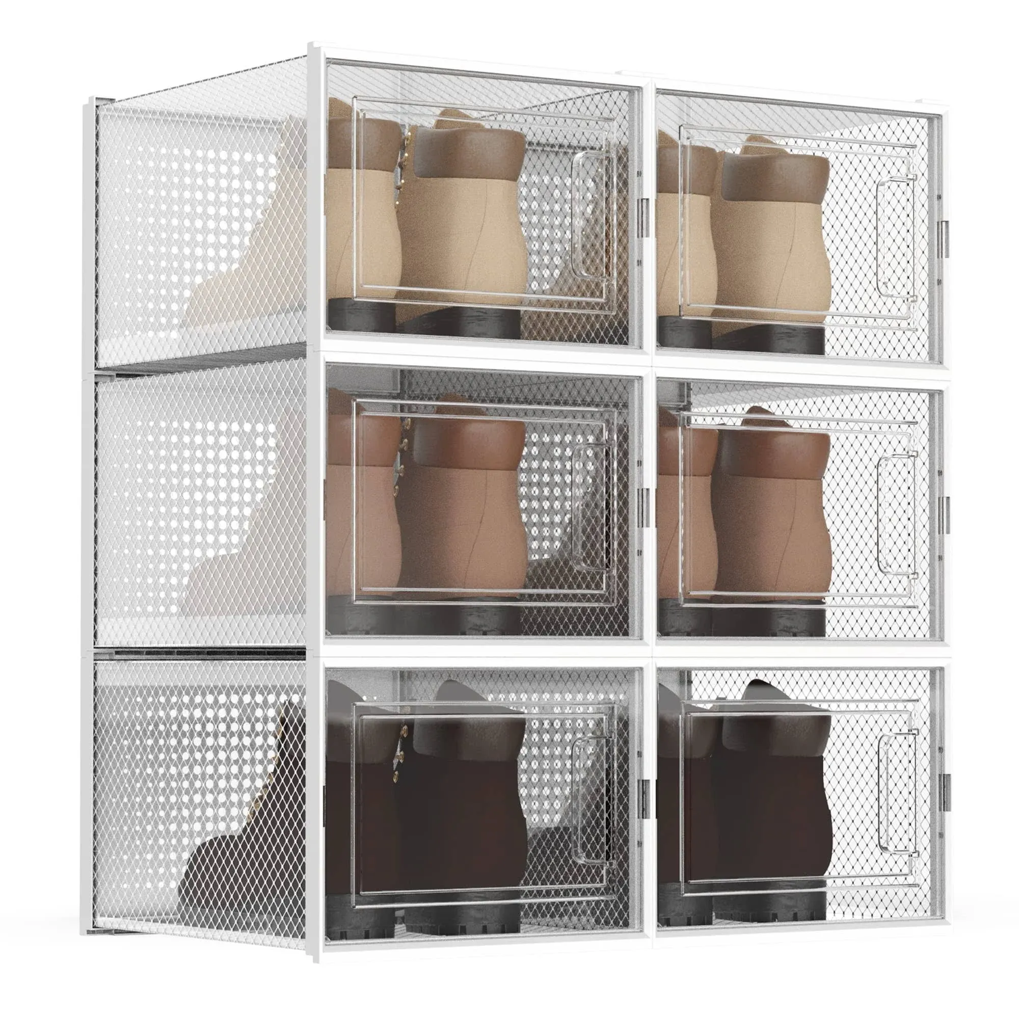 WAYTRIM Shoe Boxes, Clear Plastic Shoe Boxes with Lids Stackable Shoe Storage