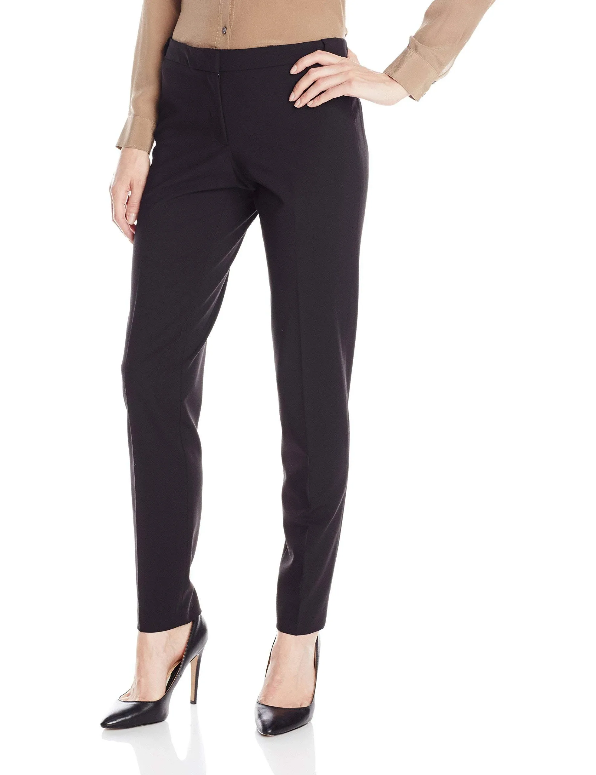 Calvin Klein Women&#039;s Slim Fit Lux Highline Pant with Button Closure Black 4