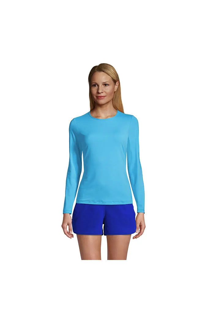 Lands' End Women's Long Crew Neck Long Sleeve Rash Guard