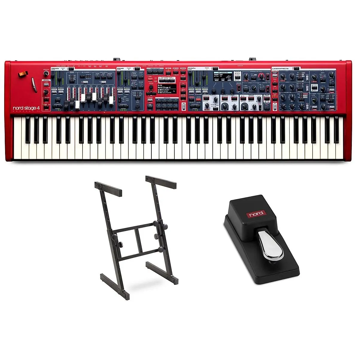 Nord Stage 4 Compact 73-Key Keyboard with Z Stand and Single Pedal by Woodwind ...