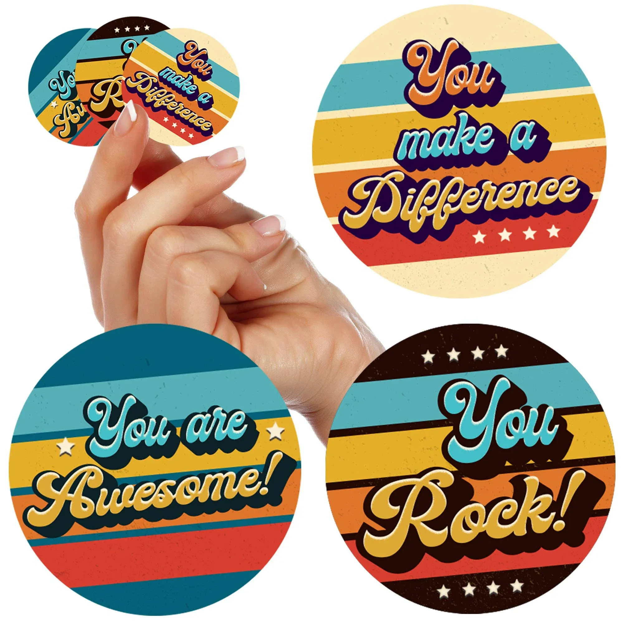 500 Thank You Stickers 1.5” - Envelope Seals and Happy Stickers for Kids and Adults - Give Gratitude with Recognition and Great Job for Students, Work Employees, Volunteers, Nurses, Team and More