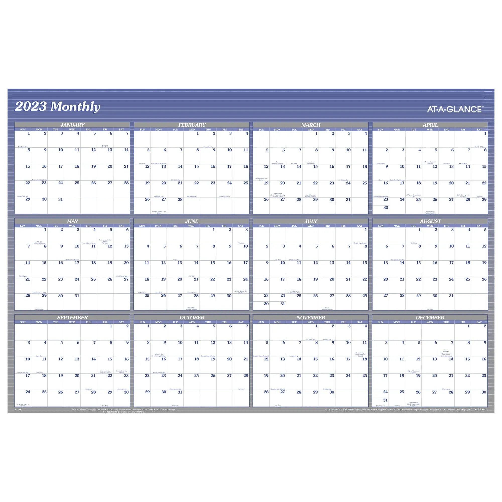 At-a-glance 2024 Vertical Horizontal Reversible Erasable Yearly Wall Calendar