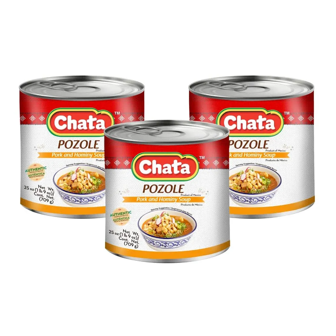 CHATA Pozole Pork and Hominy Soup, 26 Ounce (Pack of 3)