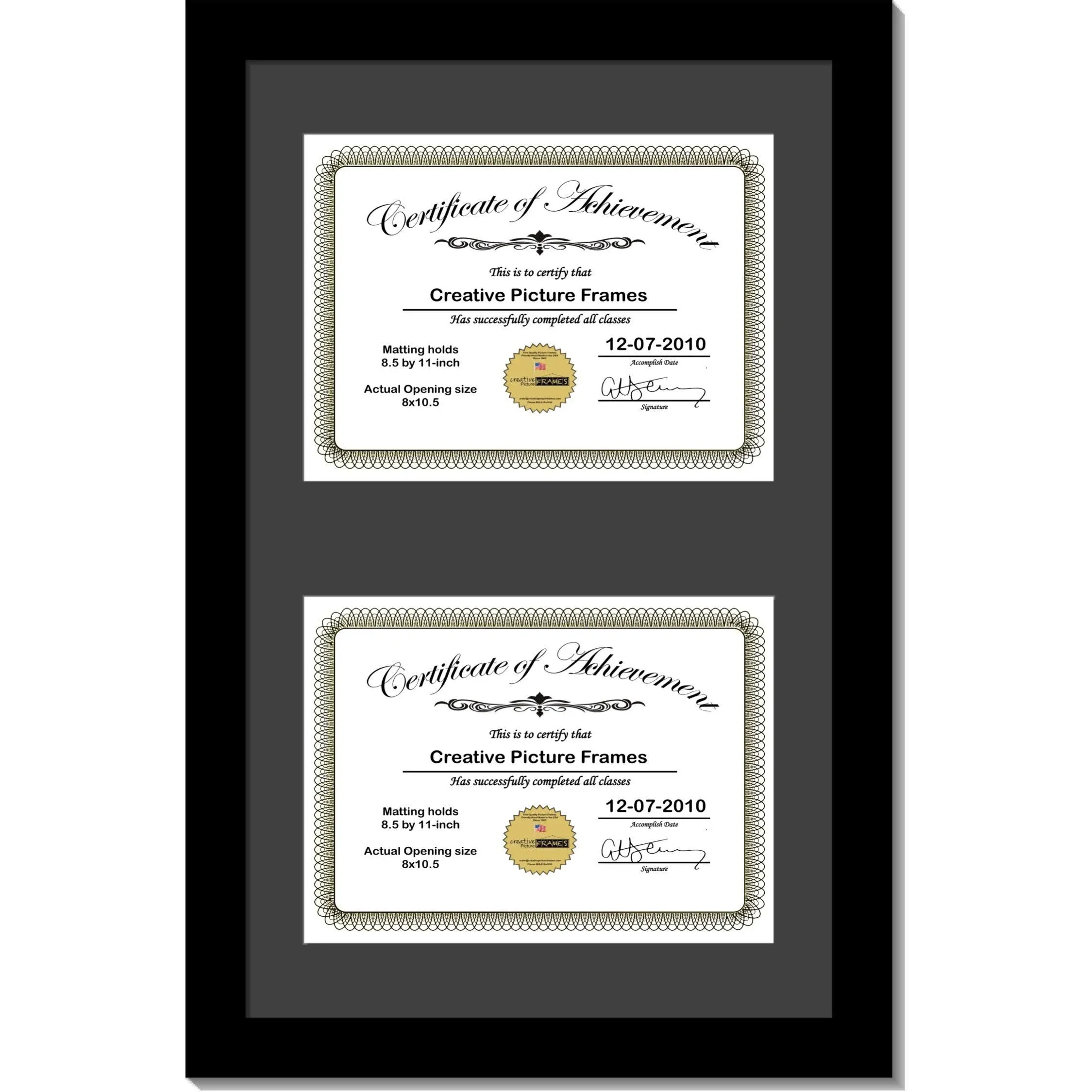 Creativepf [14X20Bk-B] Black Vertical Double Diploma Frame with 2 Opening Black ...