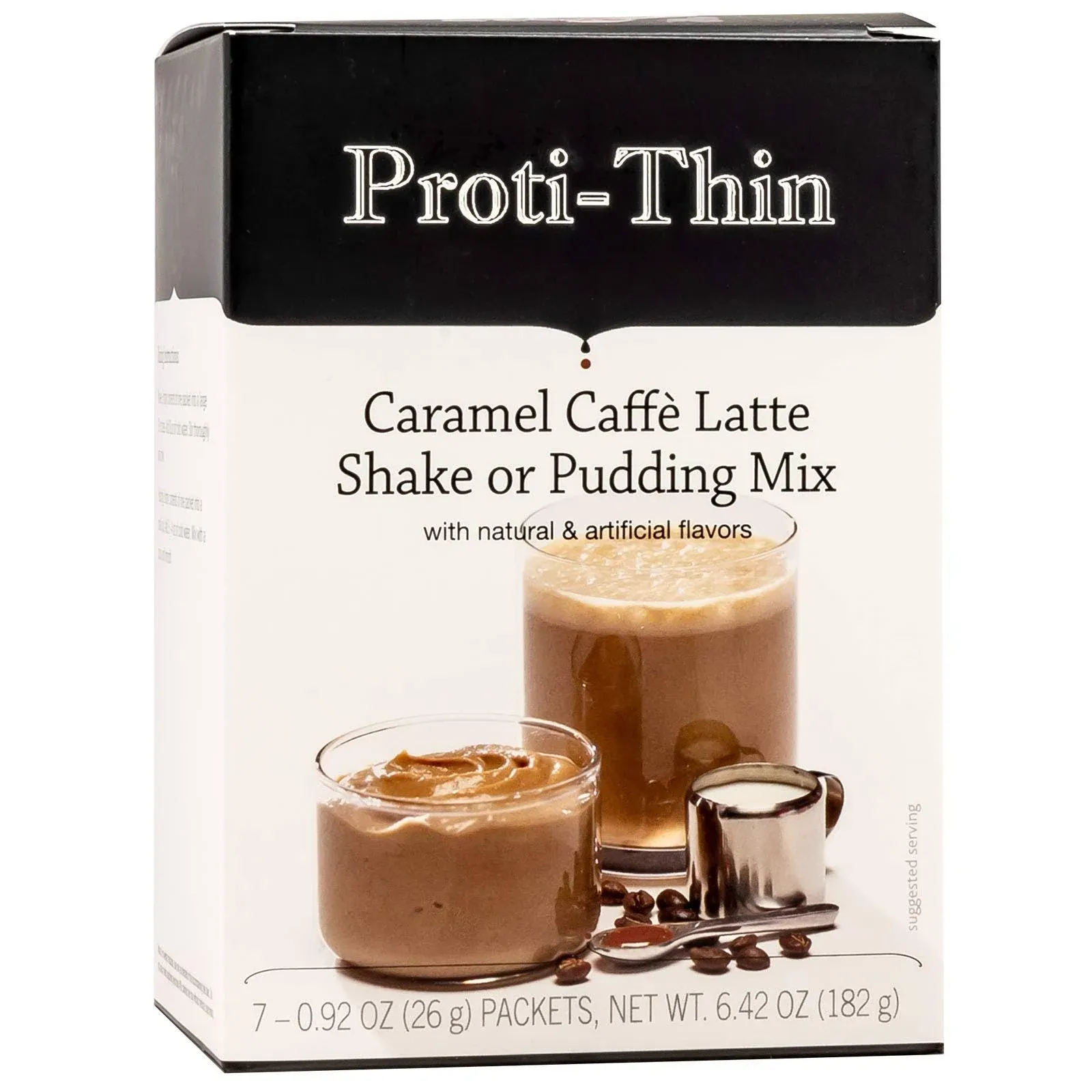 Proti-Thin - High Protein Diet Shake & Pudding - Caramel Caf Latte - Low Calorie - Low Fat - Low Sugar - 7/Box, White